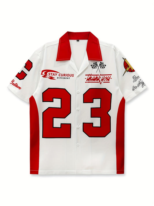 Stay Curious printed shirt (White-Red)