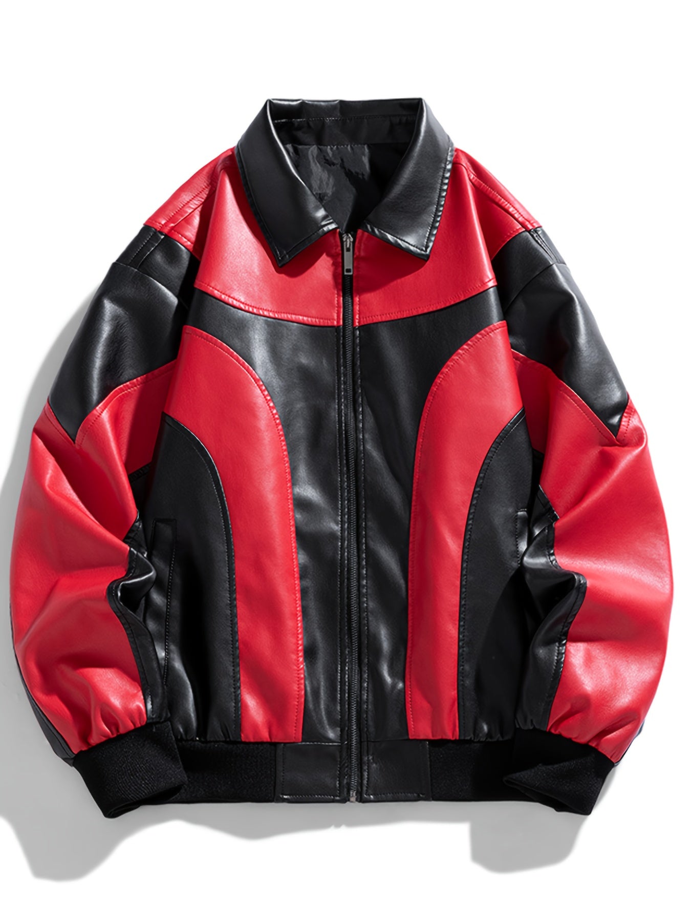 Italian bikers Jacket (Black-Red)