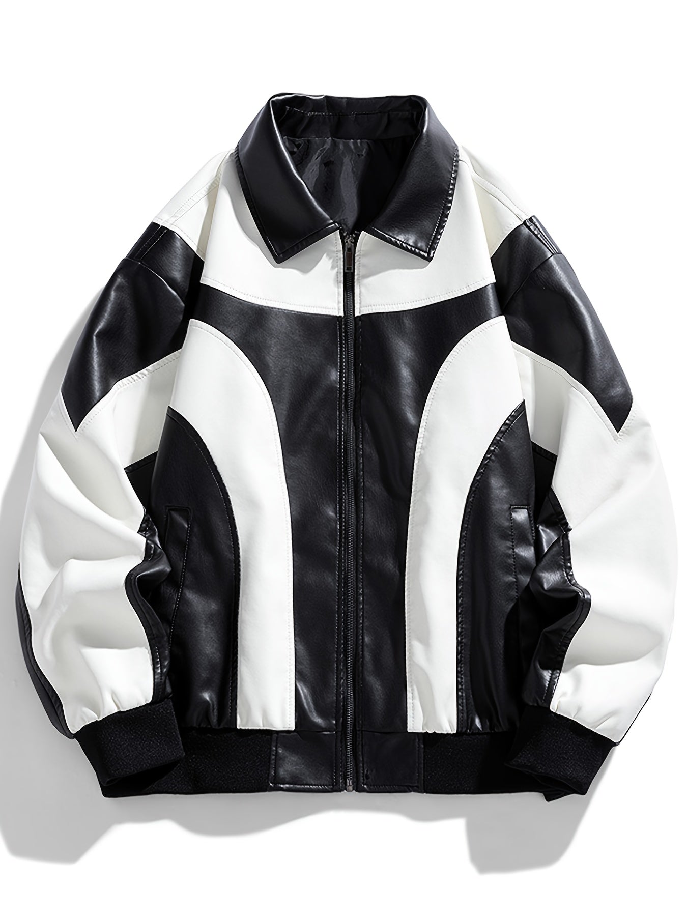 Italian bikers Jacket (Black-White)