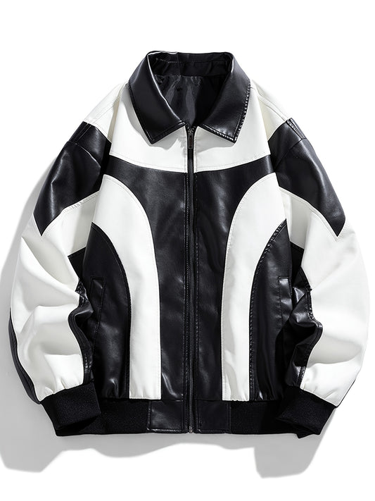 Italian bikers Jacket (Black-White)