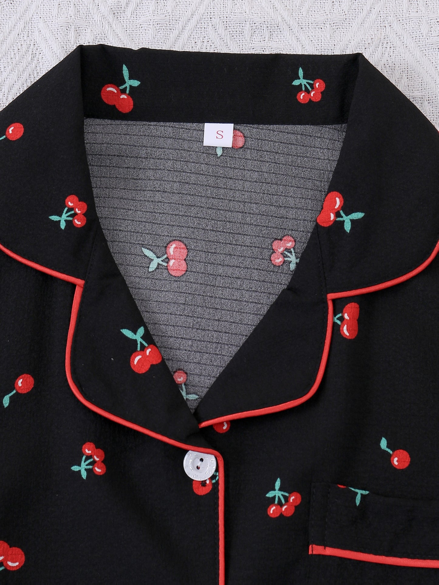 Red Cherry Print Pajama Set (Full Sleeves)
