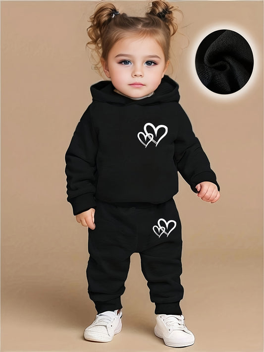 Heart tracksuit for girls  (Black)