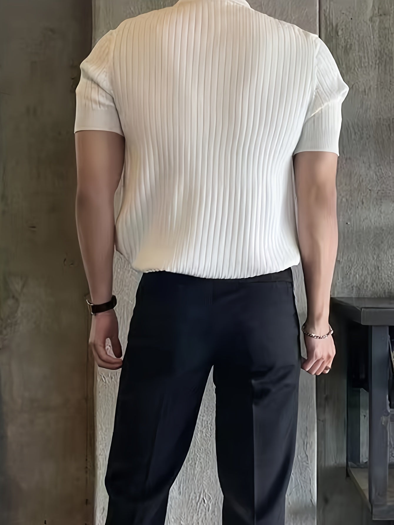 Drop Needle polo shirt (Half Sleeve) - White