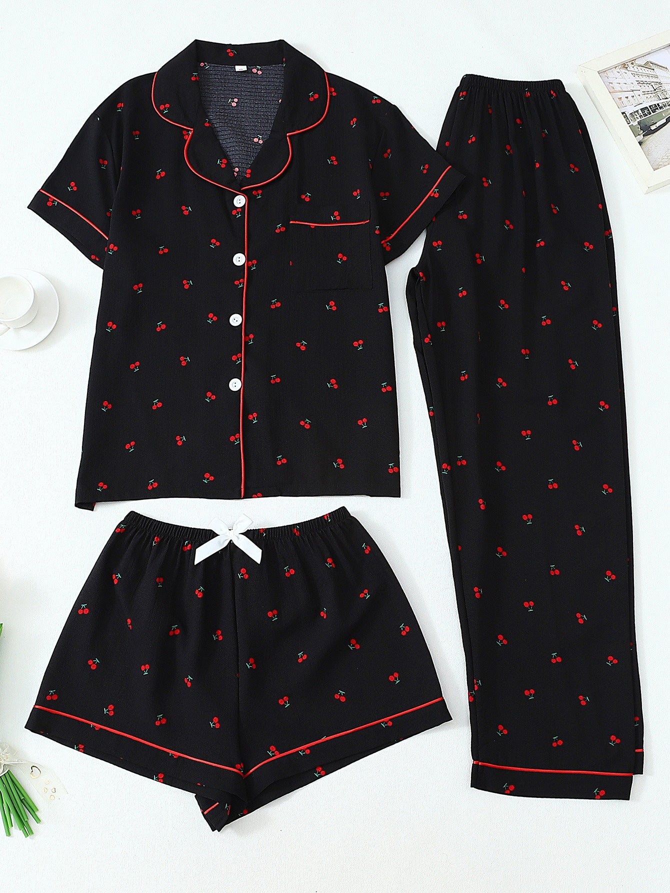 Cherry Charm 3 piece Pajama Set