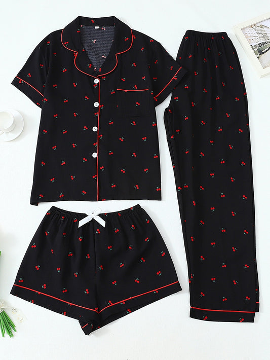 Cherry Charm 3 piece Pajama Set