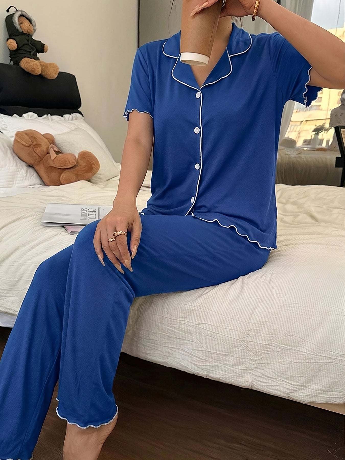 Cardigan Pajama Set (Blue)