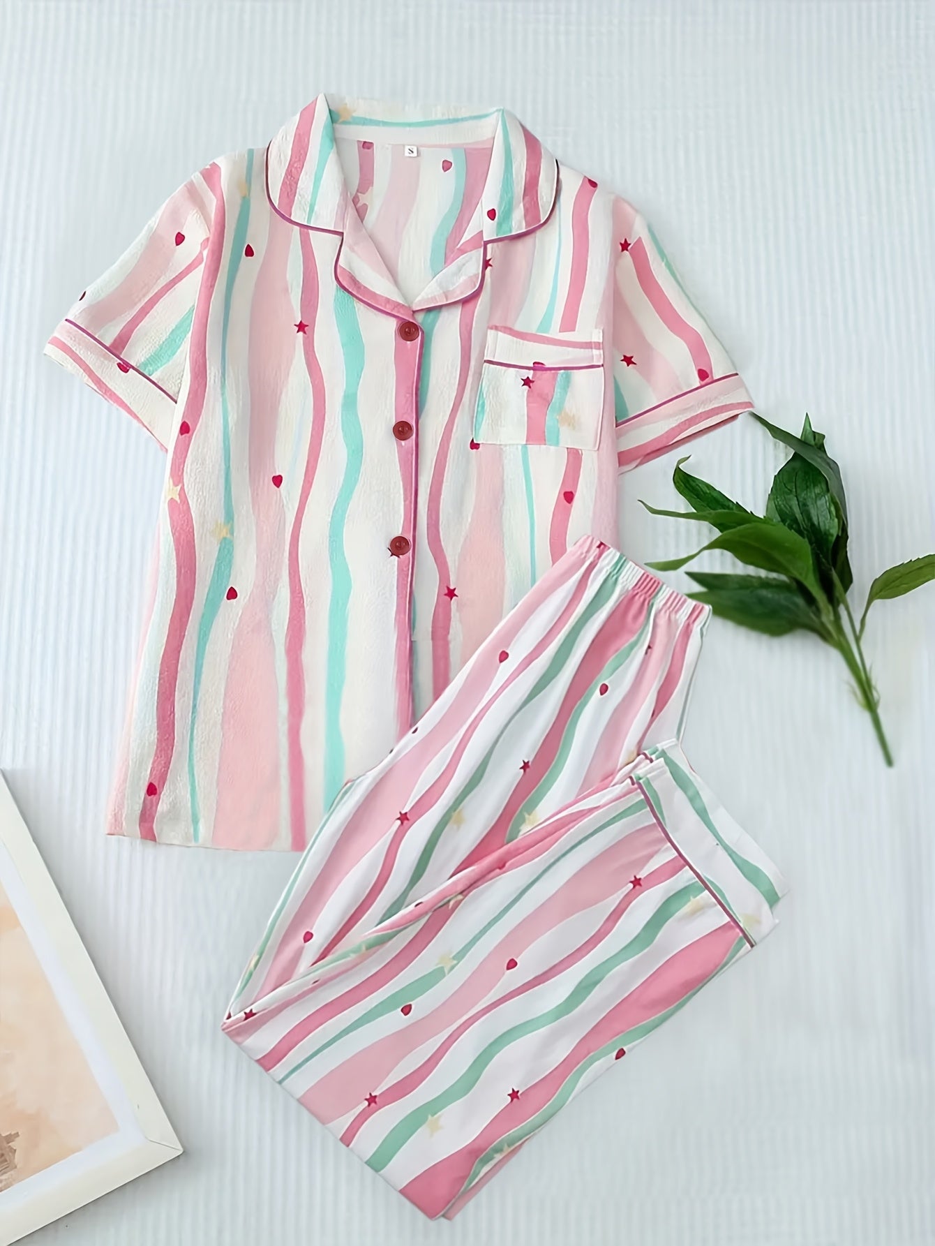 Heart contrasting pajamas set (Four seasons)