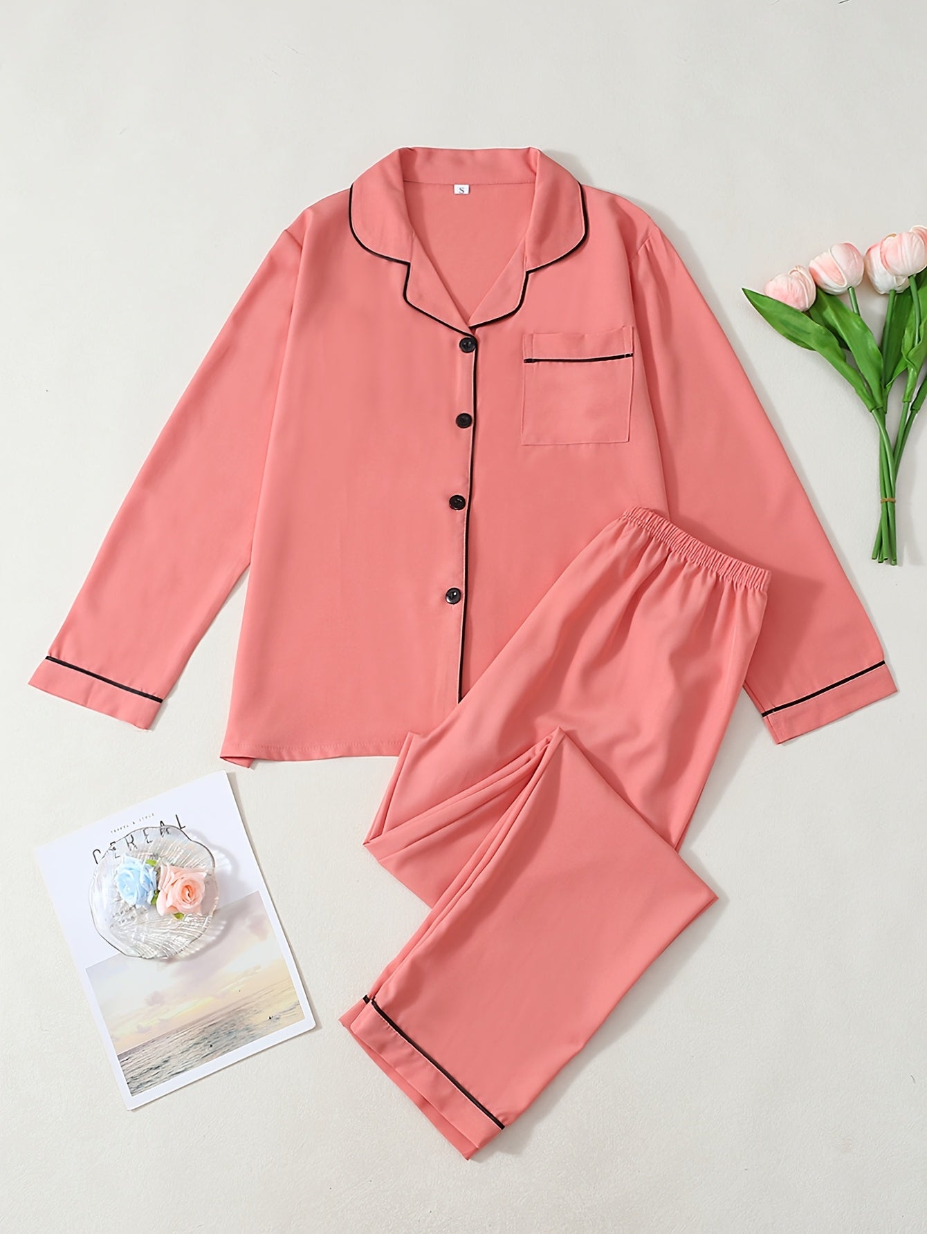Classic Solid pajama Set (Orange-Red)
