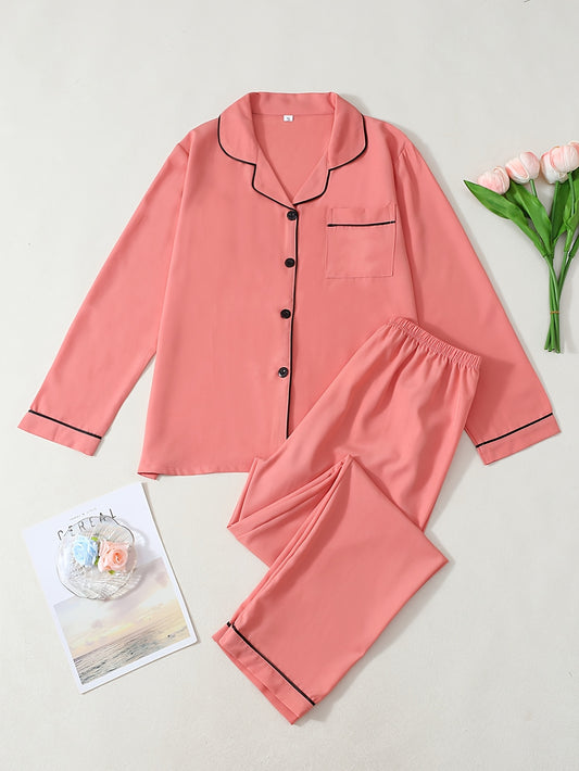 Classic Solid pajama Set (Orange-Red)