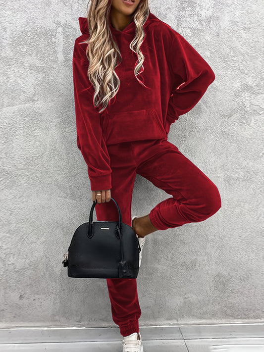 Kangaroo Pocket Hooded set (Red)