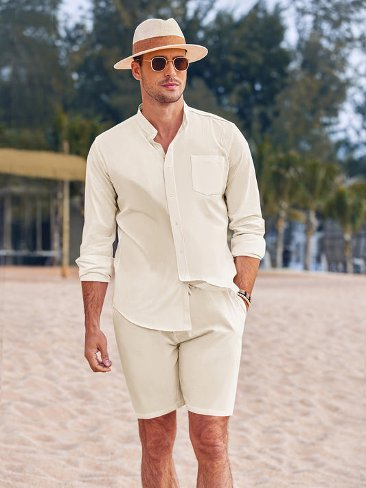 PWD Ban collar set with shorts (Beige)