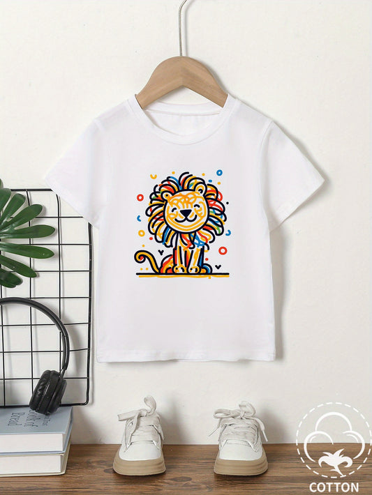 lion t shirt for kids and boys (White)