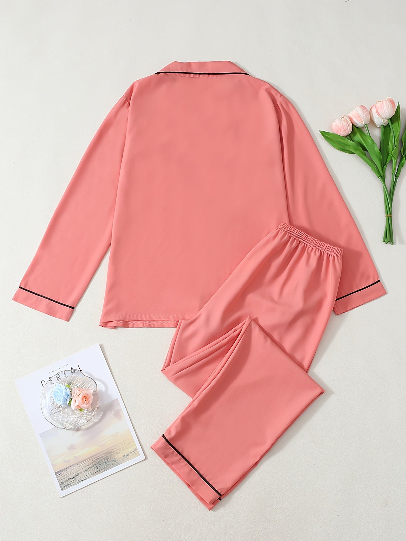 Classic Solid pajama Set (Orange-Red)