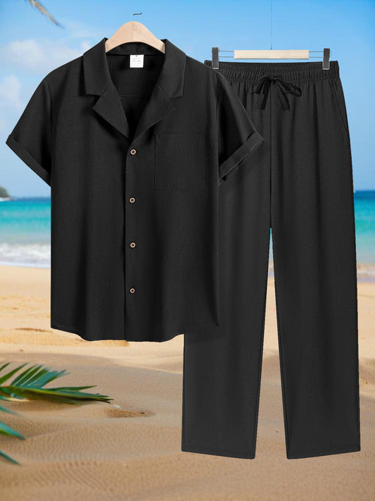 Wrinkle tracksuit for men's  (black)