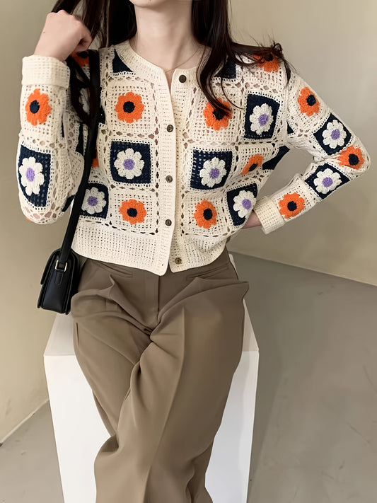 Floral crochet cardigan