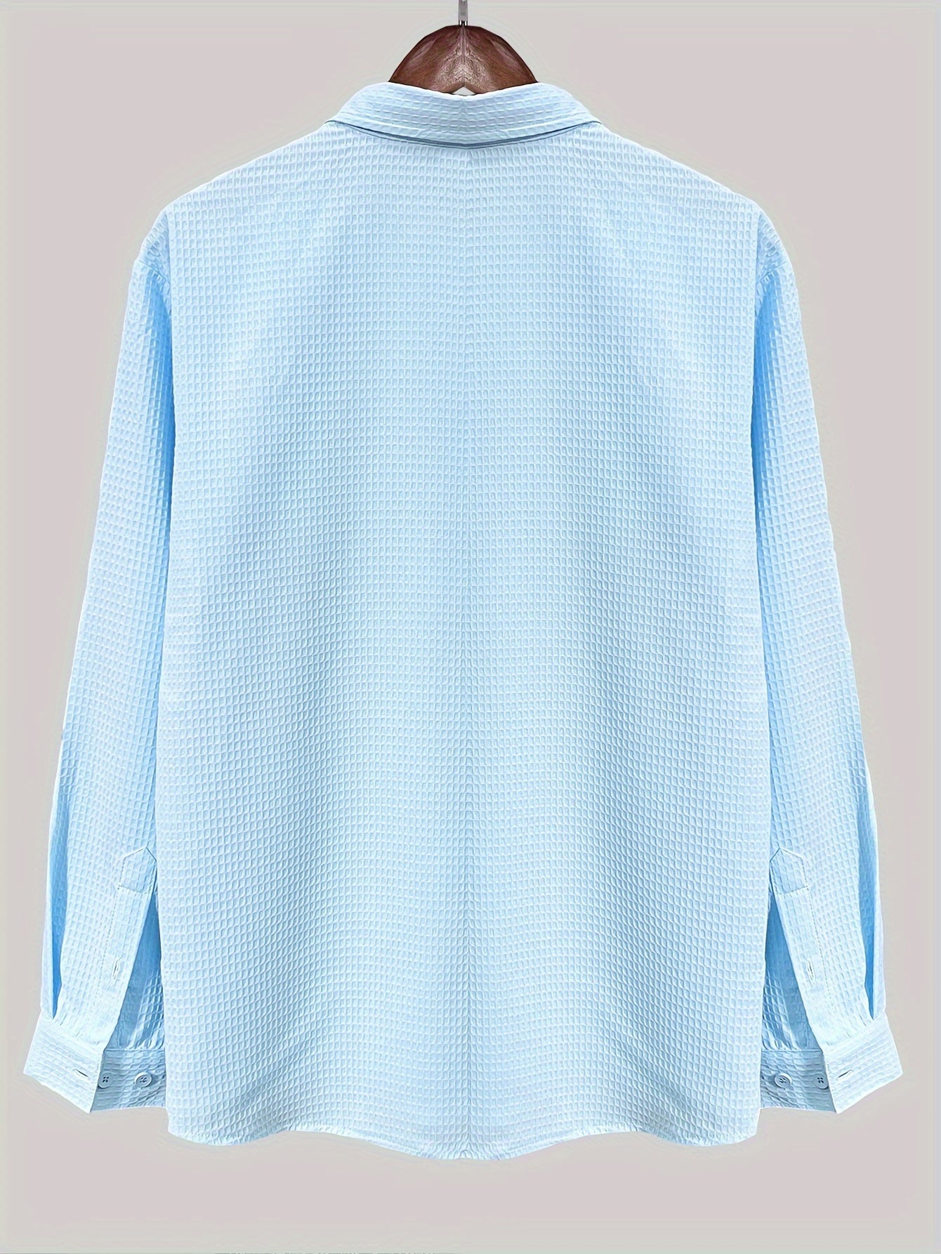 Plaid Pattern Textured shirt - Skyblue