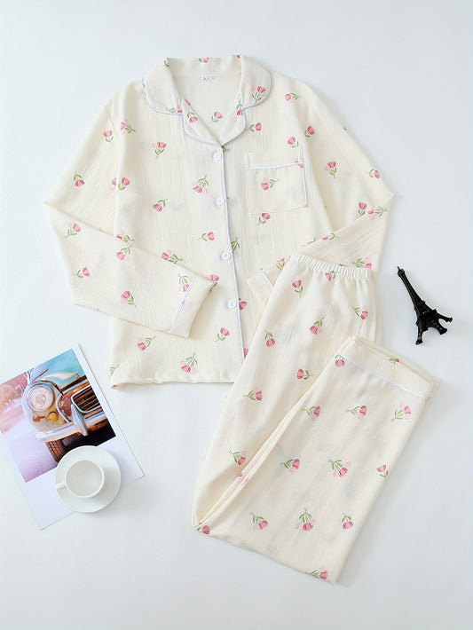 Mini flowers Full sleeve pajamas set (Four seasons)