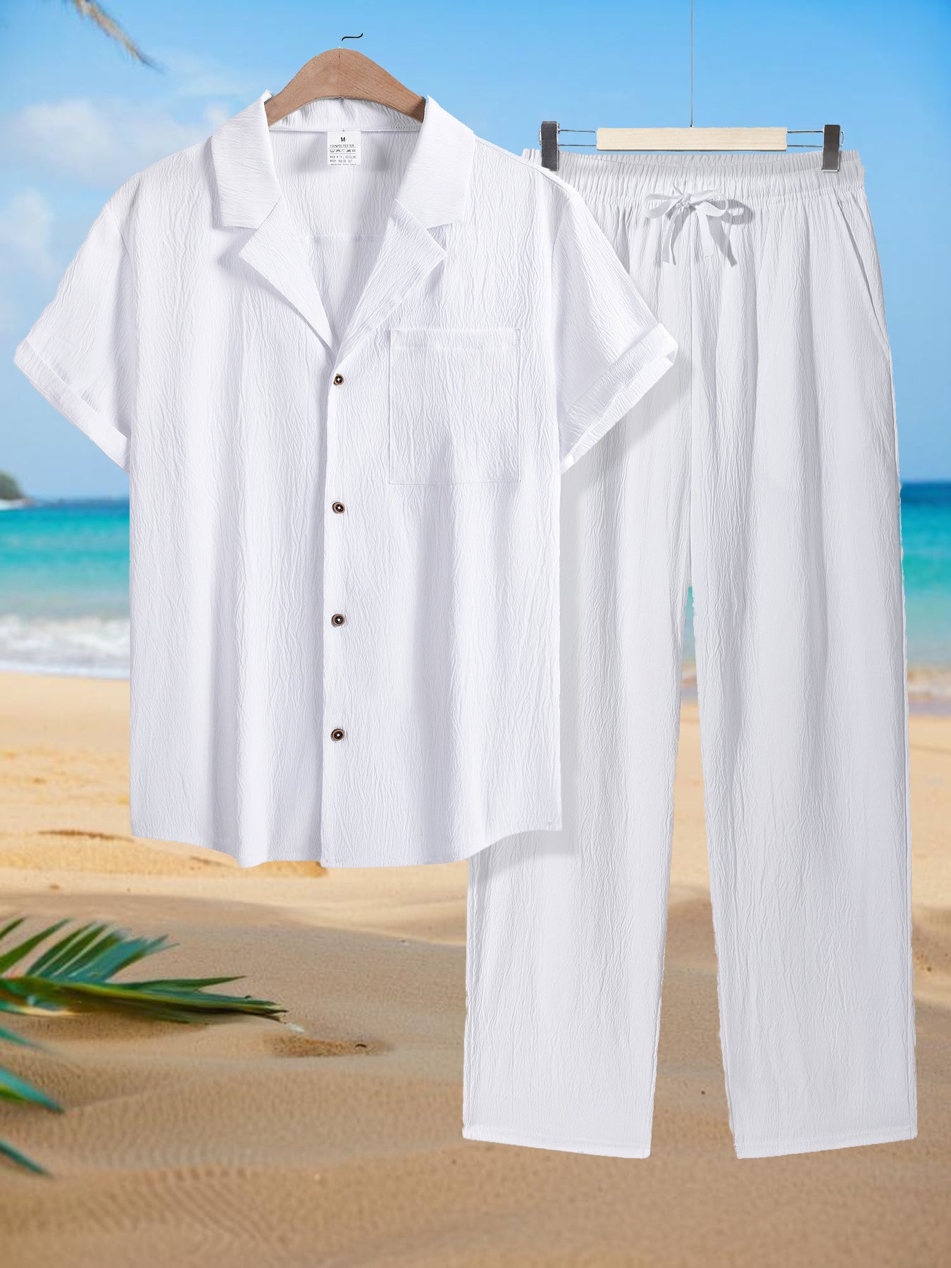 Wrinkle tracksuit for men's  (White)