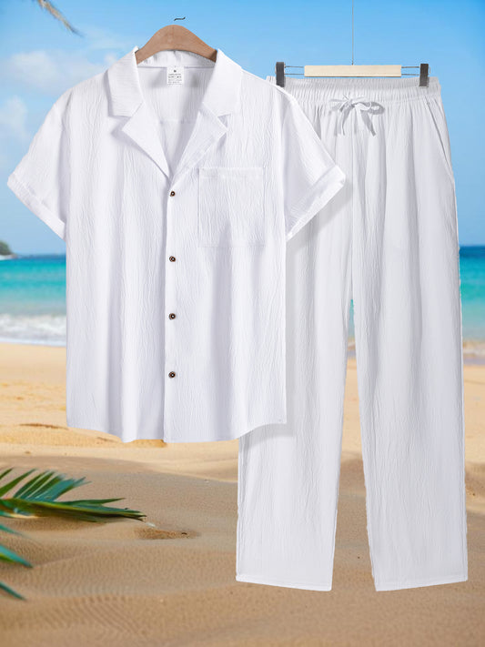 Wrinkle tracksuit for men's  (White)