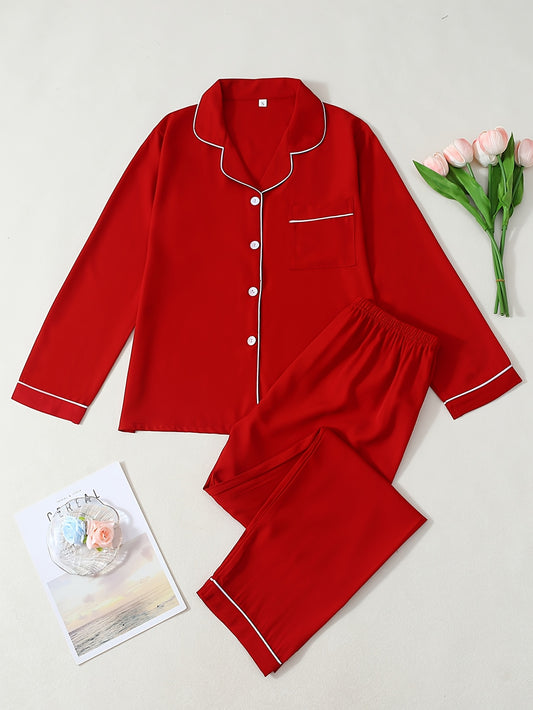 Classic solid Pajama Set (Red)