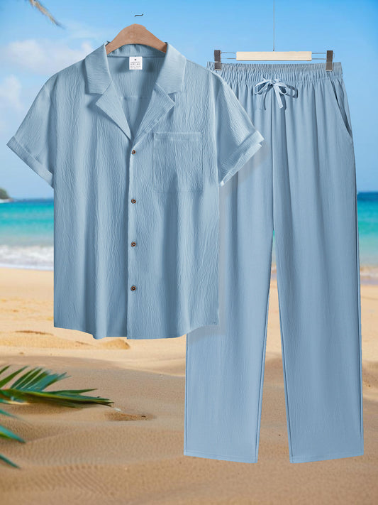 Wrinkle tracksuit for men's  (sky blue)