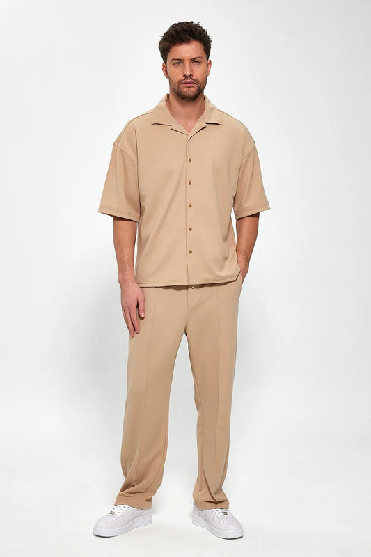 Down shoulder tracksuit (Apricot)