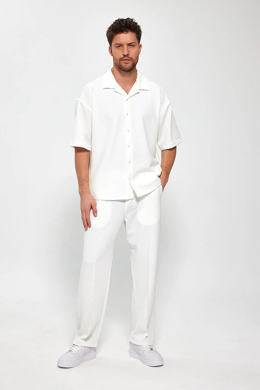 Down shoulder tracksuit (white)