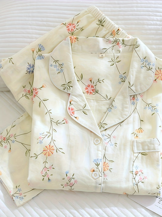 Double layer Gauze Pajamas set Full sleeves