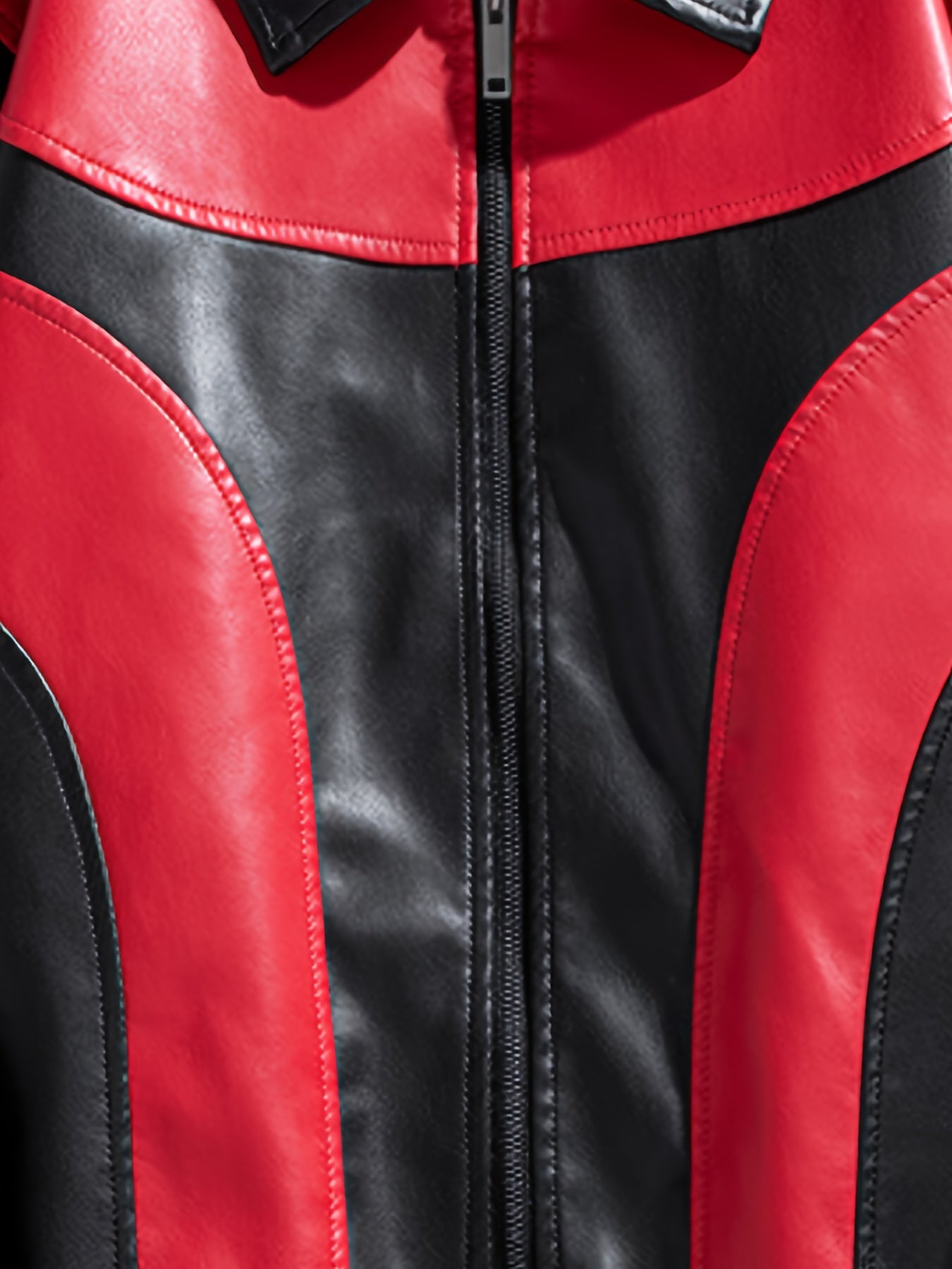 Italian bikers Jacket (Black-Red)
