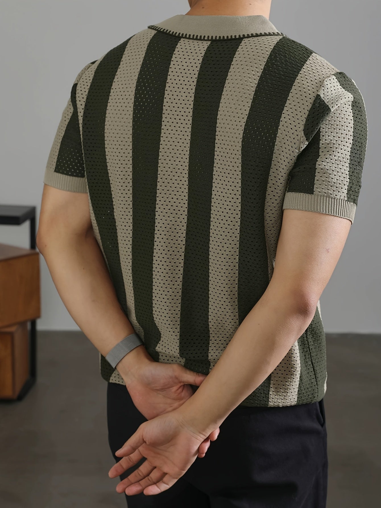 Italian knitted polo (Grey-Green)
