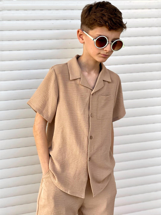 Wrinkles style tracksuit for kids and boys (Khaki)