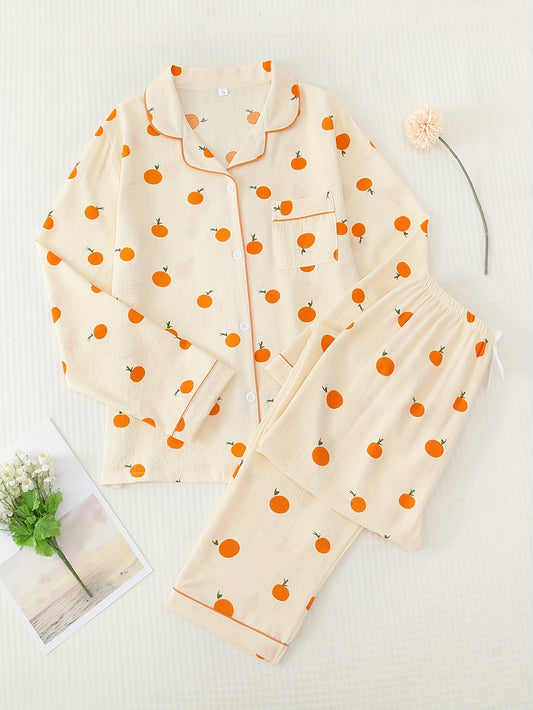 Orange print Lounge wear for women (Full sleeves)