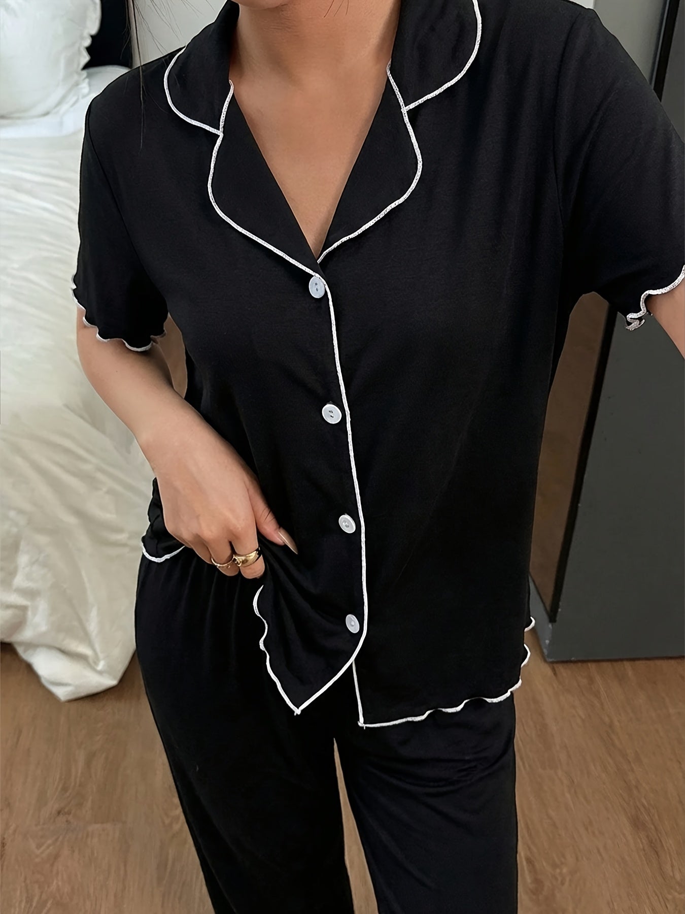 Cardigan Pajama Set (Black)