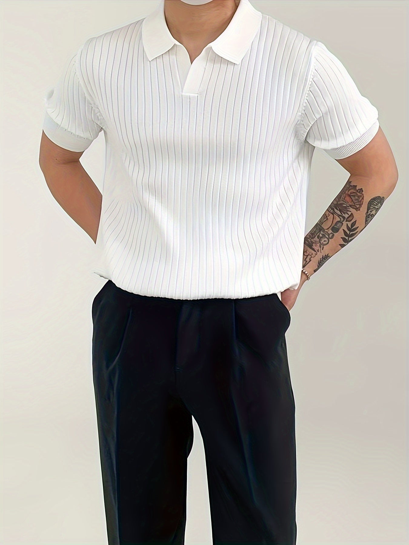 Drop Needle polo shirt (Half Sleeve) - White