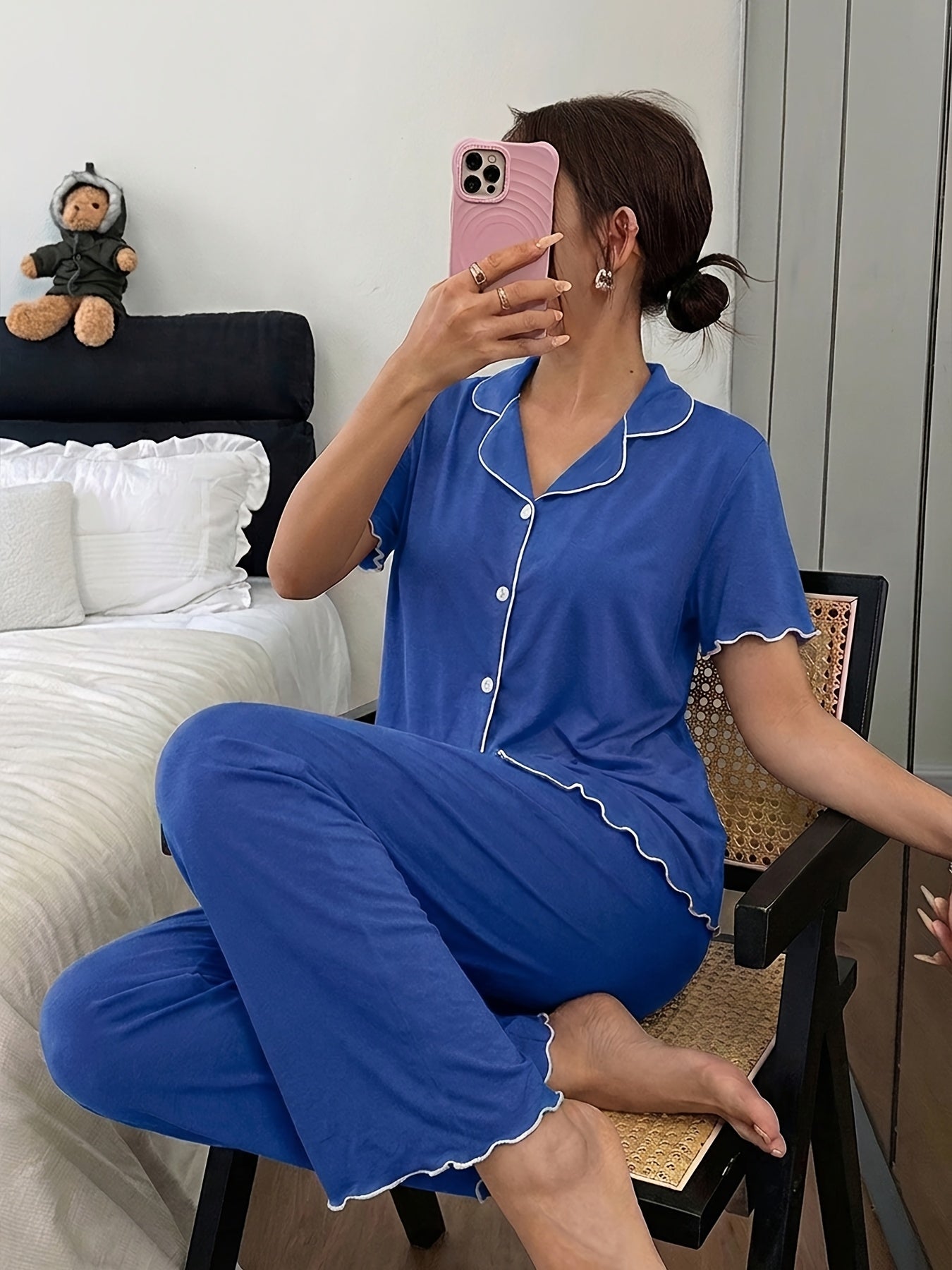 Cardigan Pajama Set (Blue)
