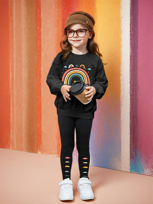 Rainbow tracksuit for girls (Black)