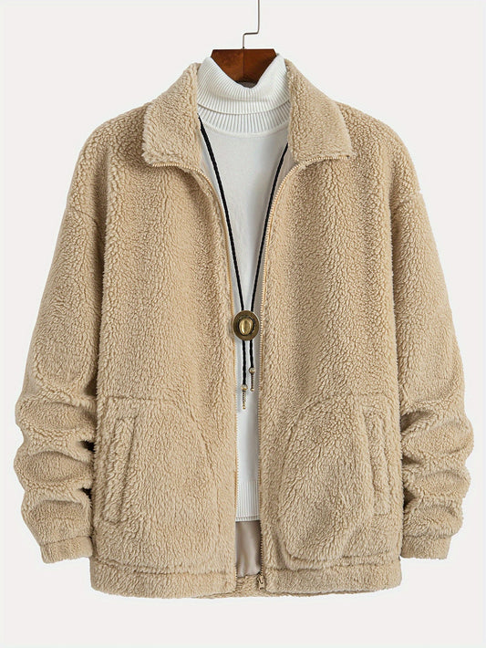 Sherpa Jacket for men-  Beige Color Double pocket