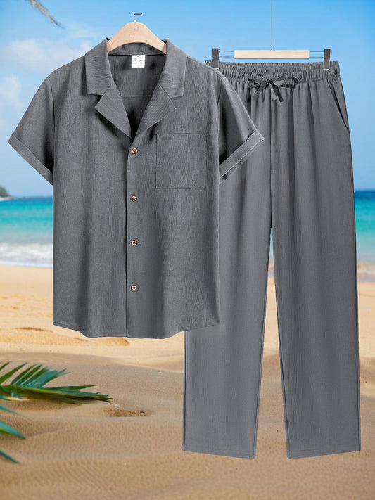 Wrinkle tracksuit for men's  (dark grey)