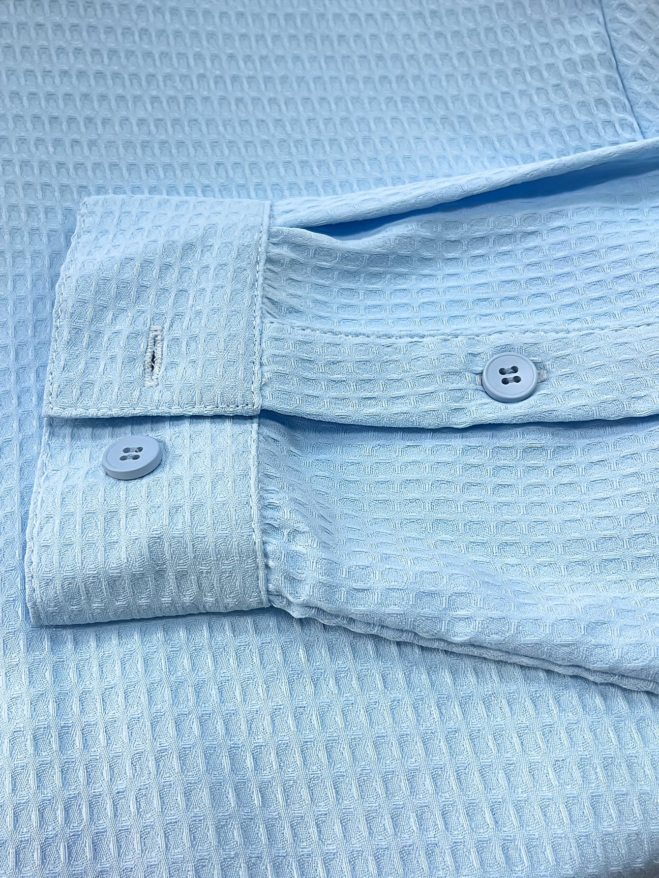 Plaid Pattern Textured shirt - Skyblue