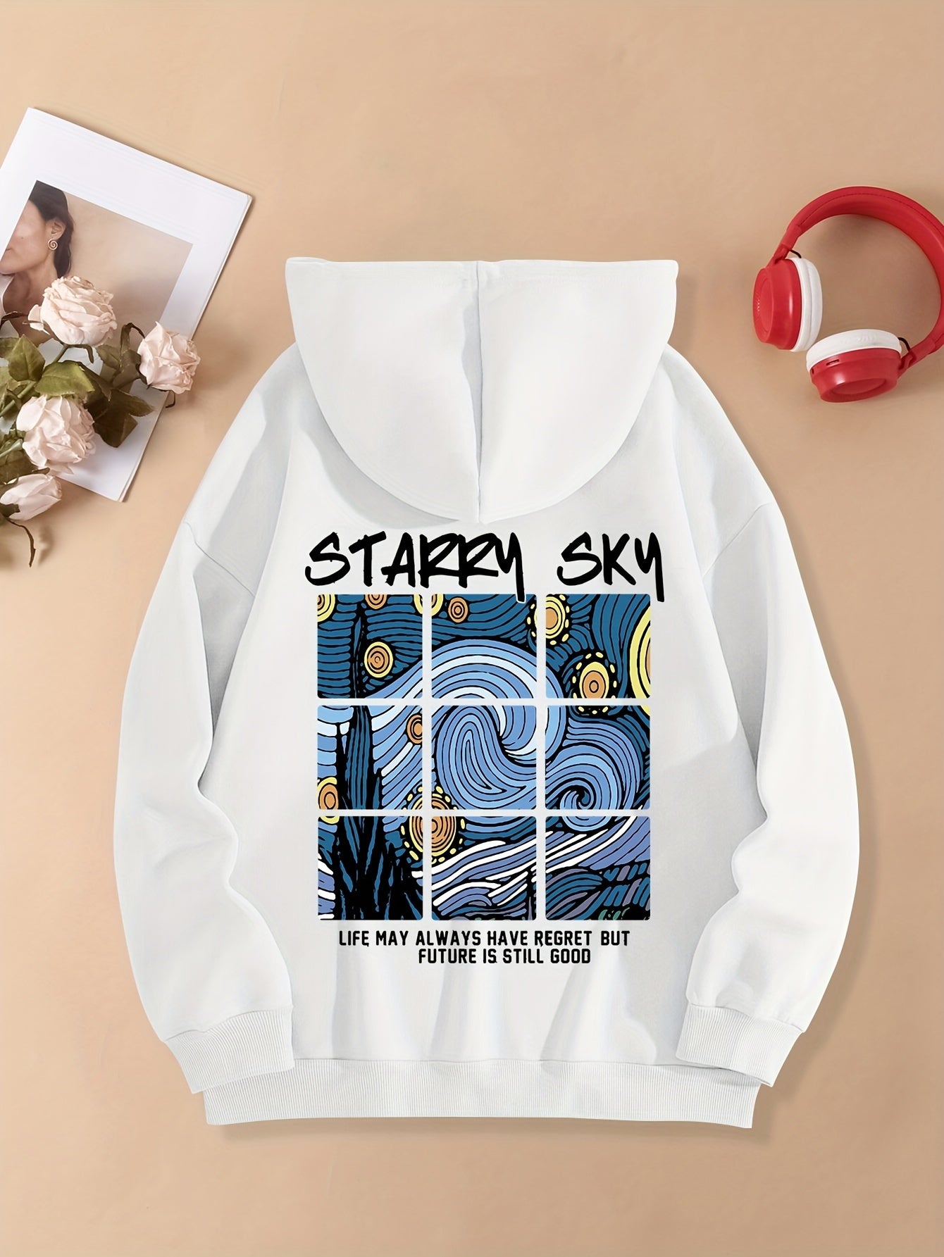 Starry Sky hoodie for men women (White)