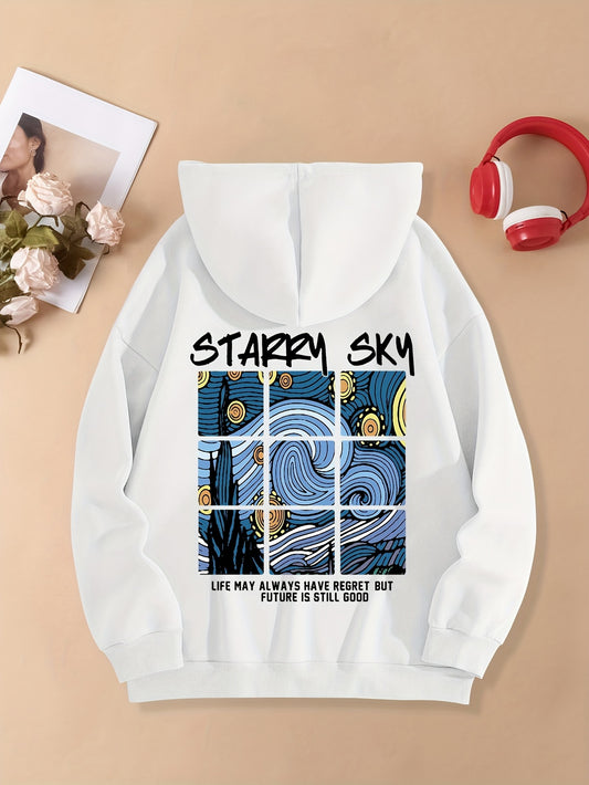 Starry Sky hoodie for men women (White)