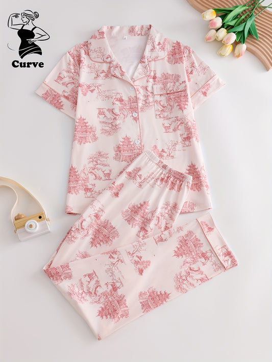 Vintage style Pj set for women (Peach)