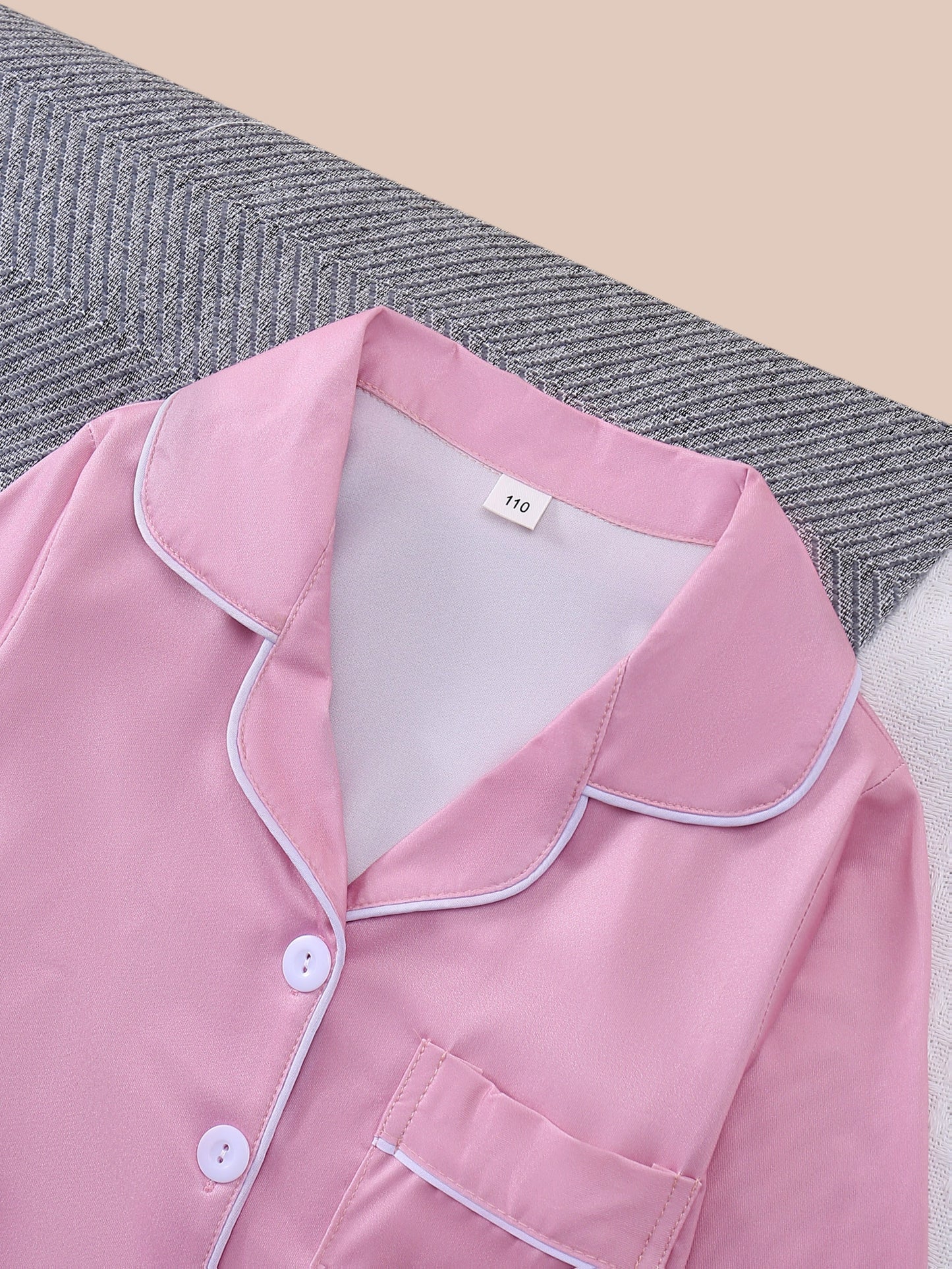 Solid Pink Kids Pajama Set