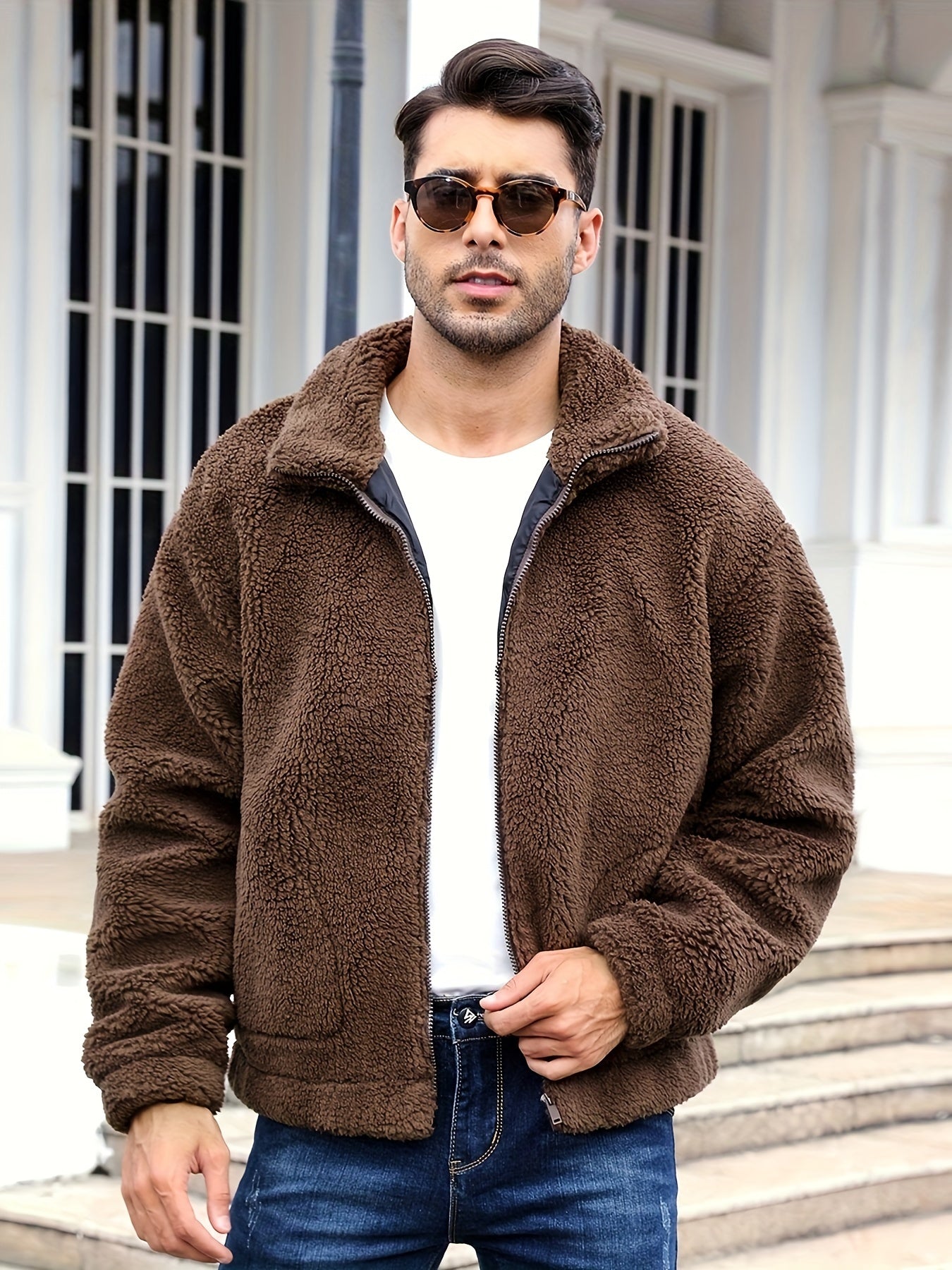NYC zip up coat (Coffee)