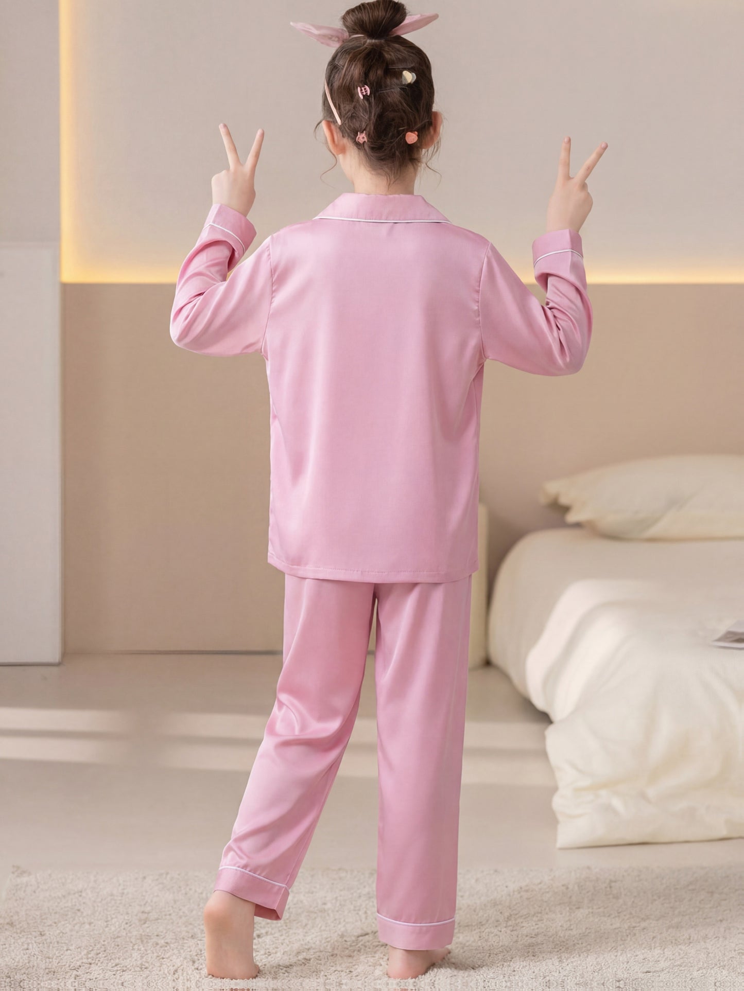 Solid Pink Kids Pajama Set