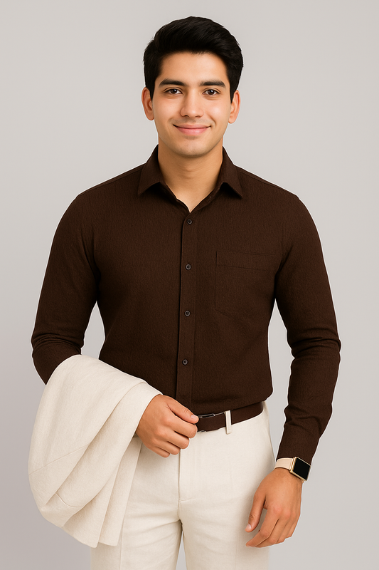 Muslin Long sleeves shirt- Choclate brown