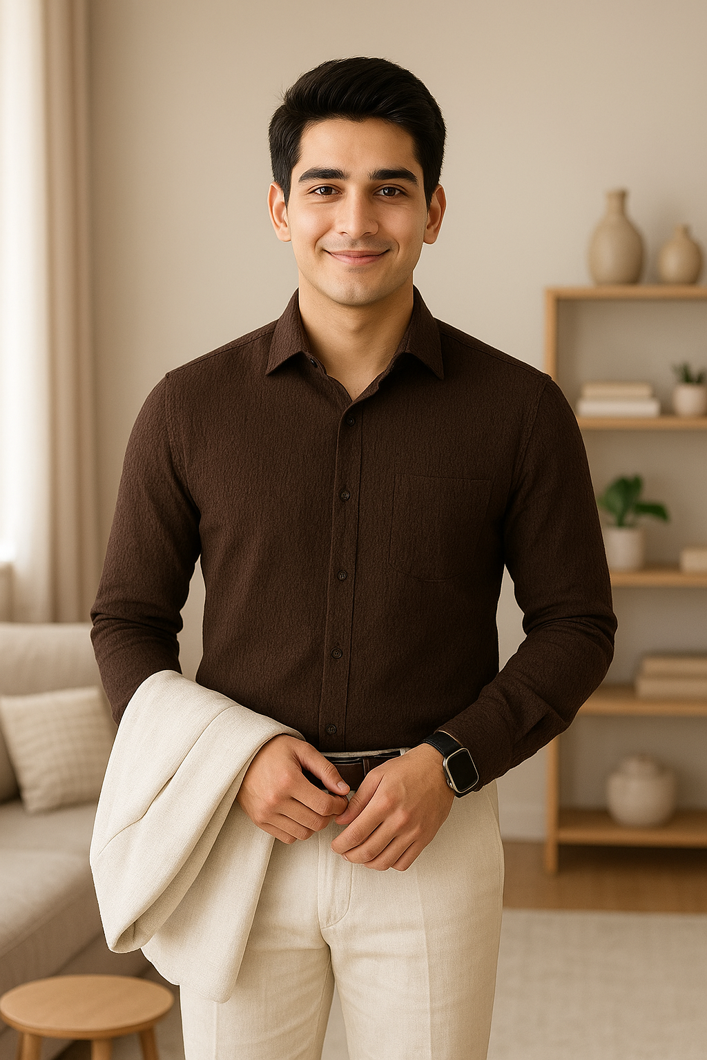 Muslin Long sleeves shirt- Choclate brown