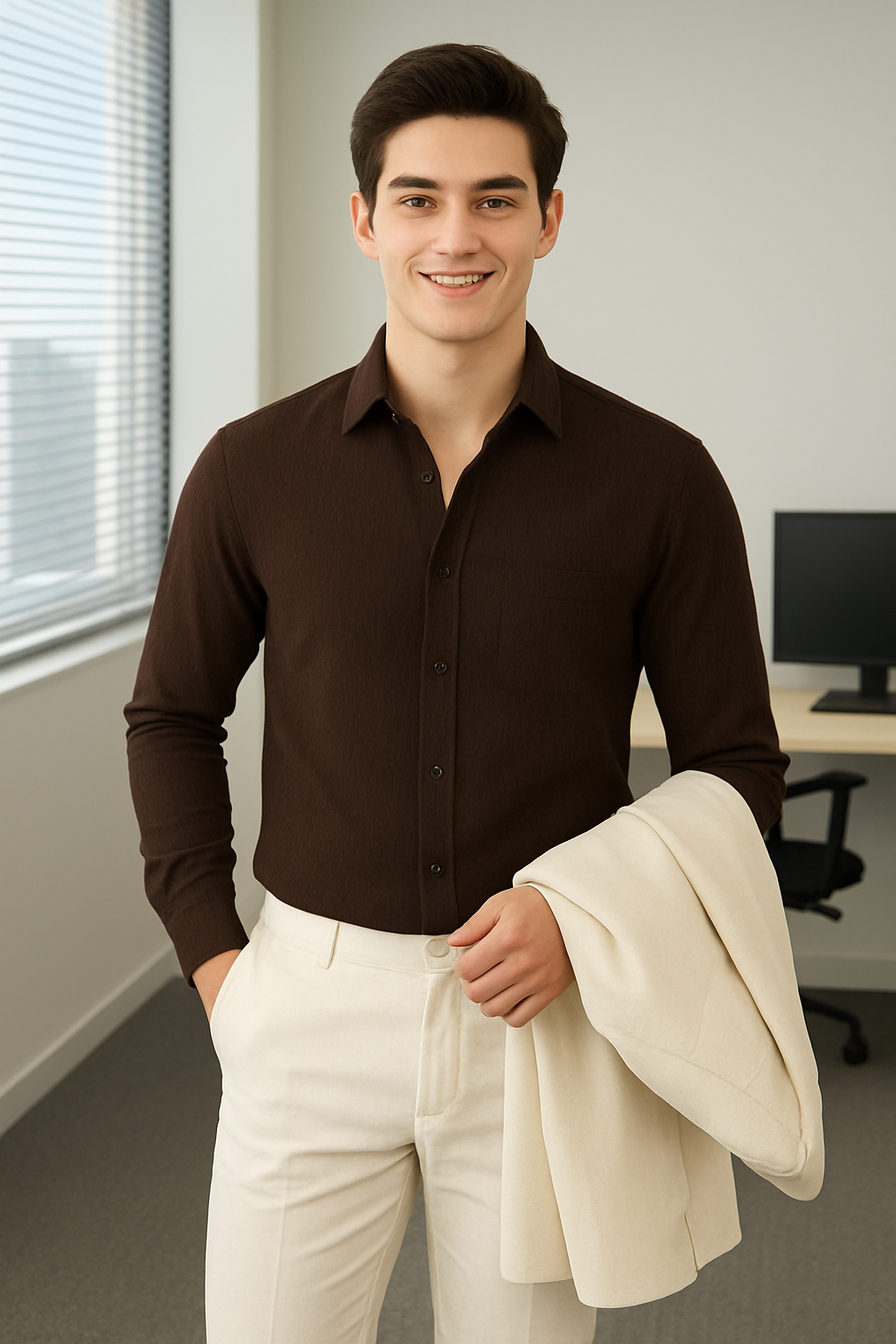 Muslin Long sleeves shirt- Choclate brown