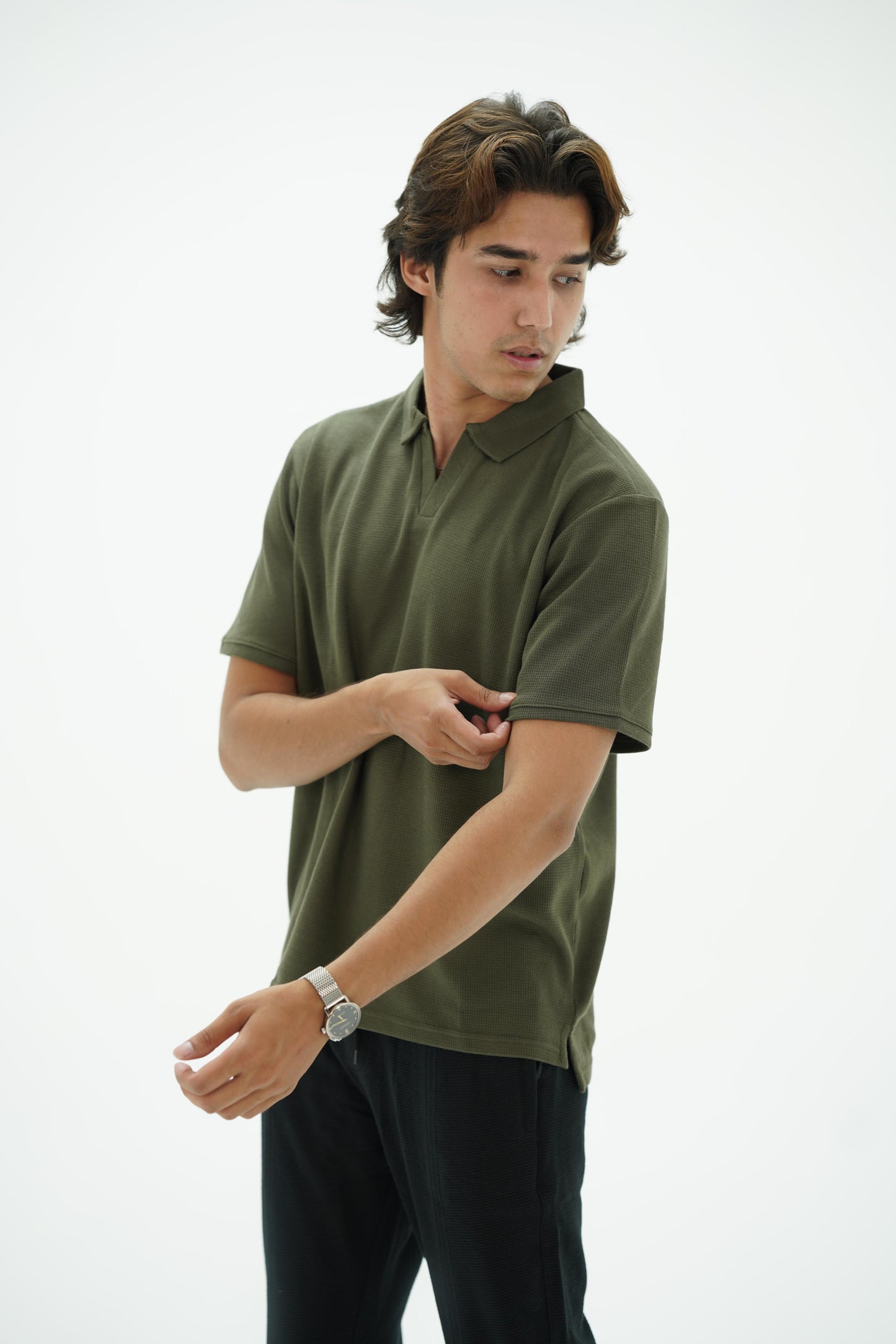 Knitted polo- Olive