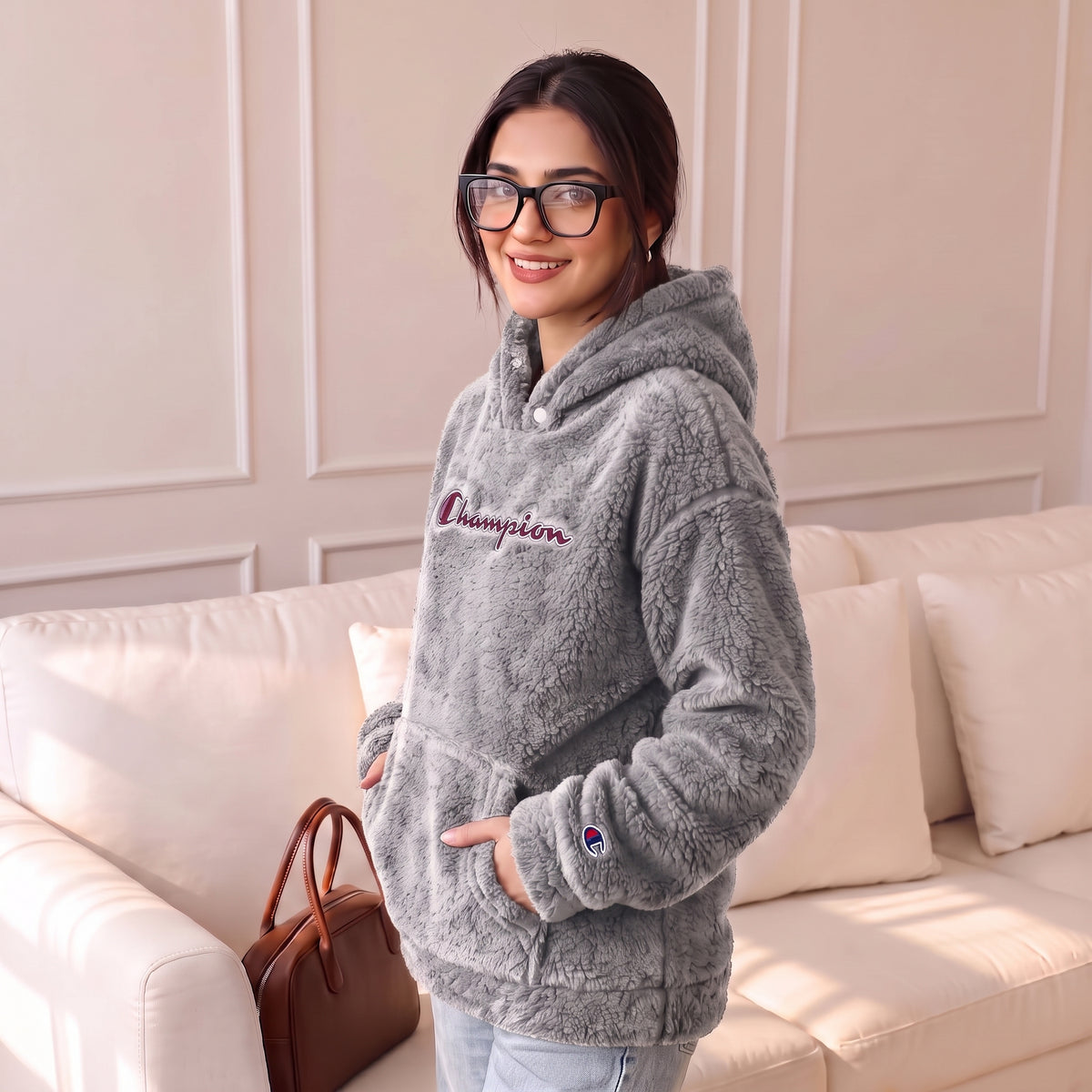Champion sherpa jacket for ladies (Light Grey)